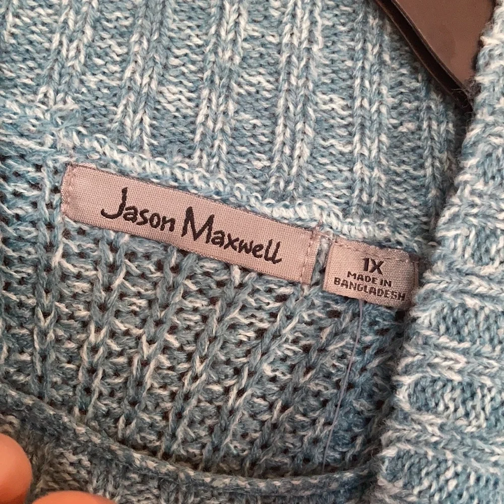 Relisted Jason Maxwell sweater color block stripes casual fall winter office 1X - Picture 14 of 15